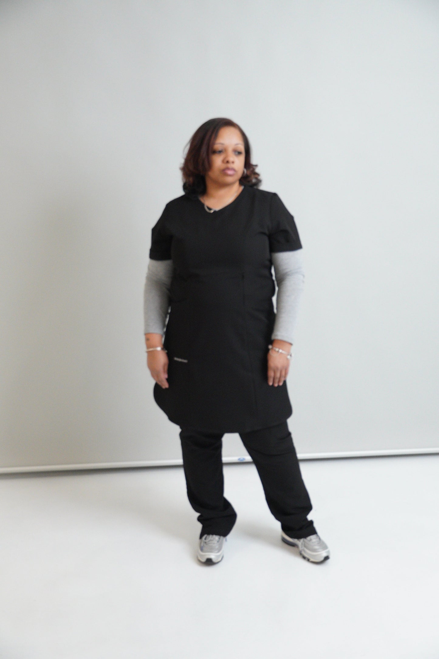 Black Modest Scrub Top – Sleek, Strong & Functional- "Nabeelah"
