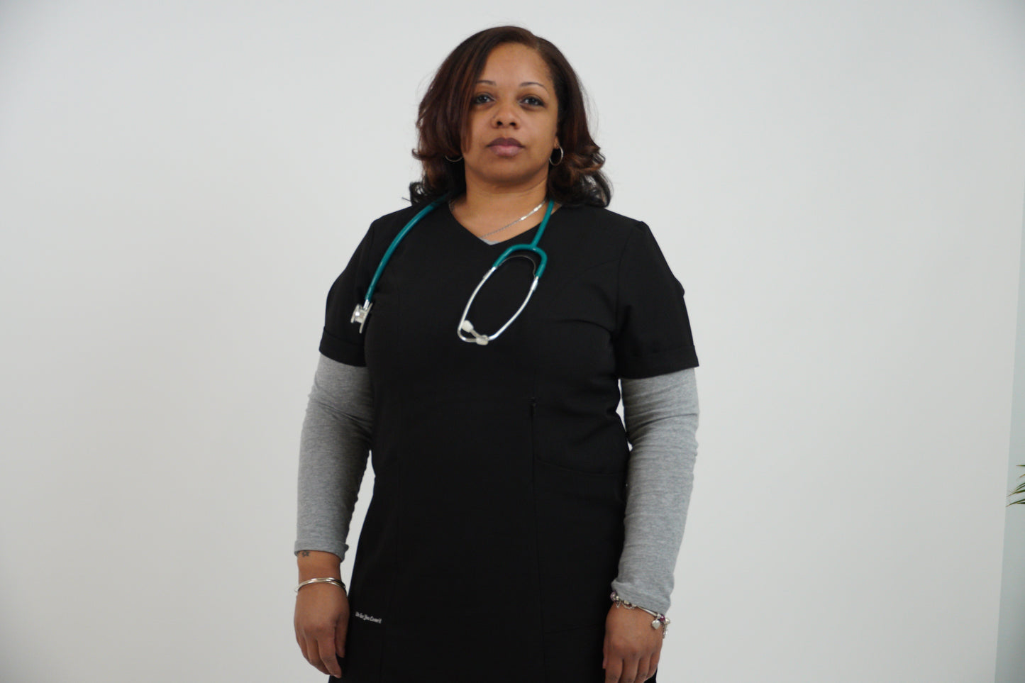 Black Modest Scrub Top – Sleek, Strong & Functional- "Nabeelah"